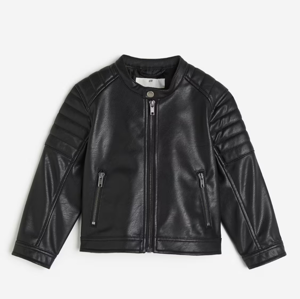 H&M Kids Quilted Biker Vegan Leather Moto Jacket Kids Size 14